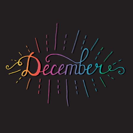 December. Typographic Design. Black Hand Letteringのイラスト素材