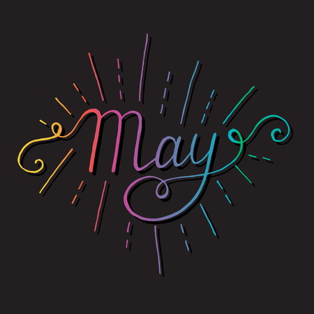 Spring lettering May. Vector handwritten typographyのイラスト素材