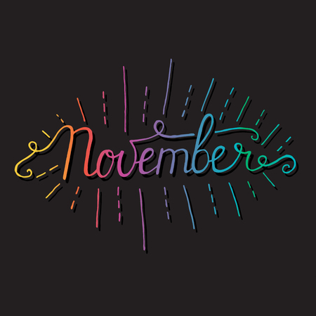 November month lettering calligraphyのイラスト素材