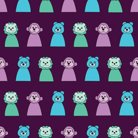 Funny seamless pattern with cartoon animal - vector illustrationのイラスト素材