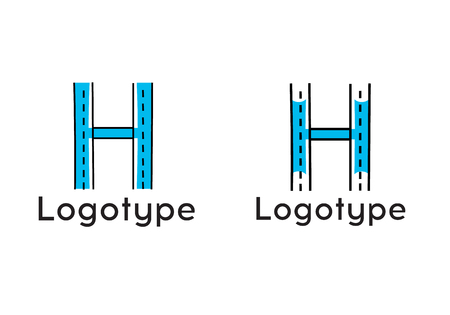 Monogram N logo letter, simple thin line emblem, road, transport logotype.のイラスト素材