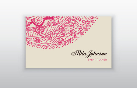 Business card, decorative ornamental invitation collection. Hand drawn Islam, Arabic, Indian, lace pattern. Retro Vintage business card. Vector background. Card or invitation.のイラスト素材