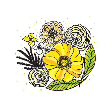 Retro flowers vector illustration. Template for prints, textile and decoration, wallpaperのイラスト素材