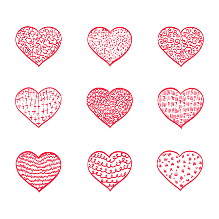 hearts set. Hand drawn.のイラスト素材