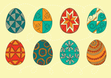 Set of color Easter eggs. Easter eggs. illustration. Easter eggs icons flat style. Easter eggs isolated. Easter eggs for Easter holidays design.のイラスト素材