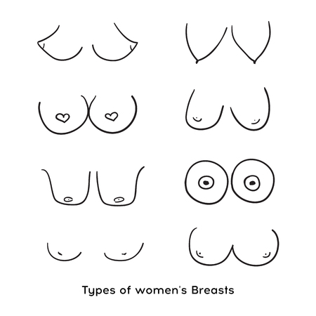 Types of women's Breasts. Women's Breast Icon, Breast Icon Vector illustrationのイラスト素材