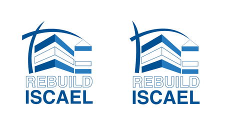 Building construction logo illustration. Crane and building construction illustration concept in black white colors. Real estate logo.のイラスト素材