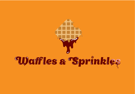 Waffles and Sprinkles logo. Tasty Belgian Waffle logo design. Vector illustrationのイラスト素材