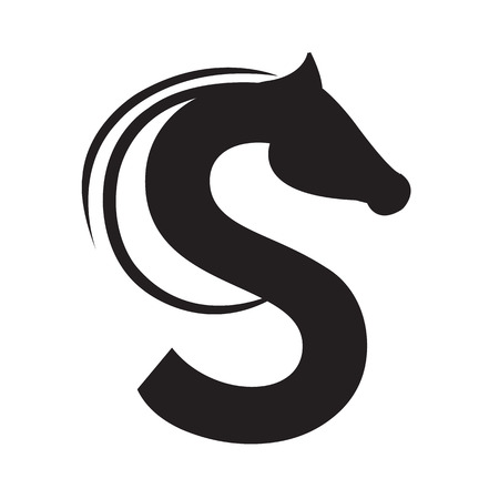 The letter s in the form of a horse. Horse head emblemのイラスト素材