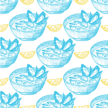 Mussel soup patternのイラスト素材