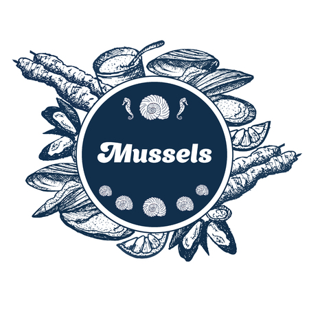 Hand drawn musselのイラスト素材
