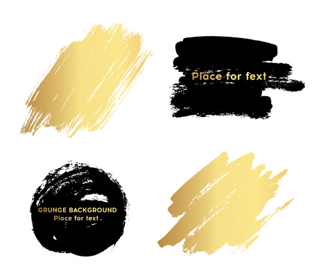 Set of black paint, ink brush strokes, brushes, lines. Dirty artistic design elements, boxes, frames for text.のイラスト素材