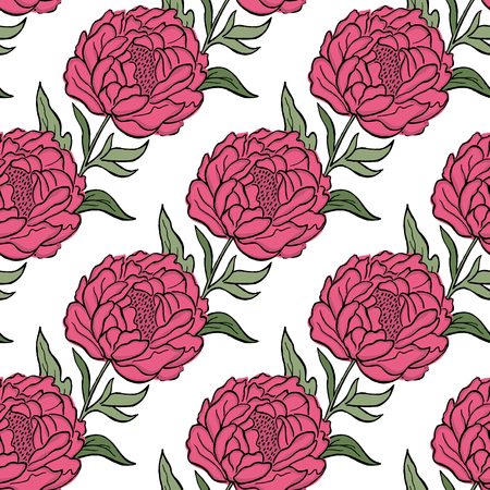 Seamless floral vector pattern peony. Flowers and leaves, can be used as greeting card.のイラスト素材