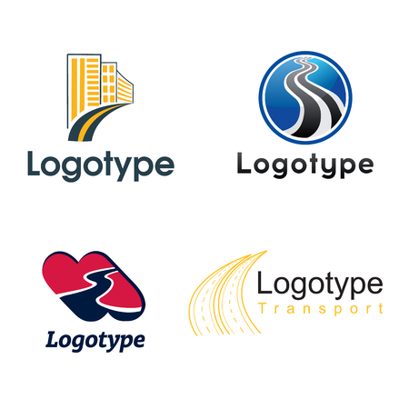 Road,transport . Abstract element set of logo templates on isolated backgroundのイラスト素材
