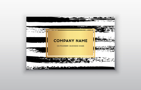 Vector gold business card templates with brush stroke background.のイラスト素材