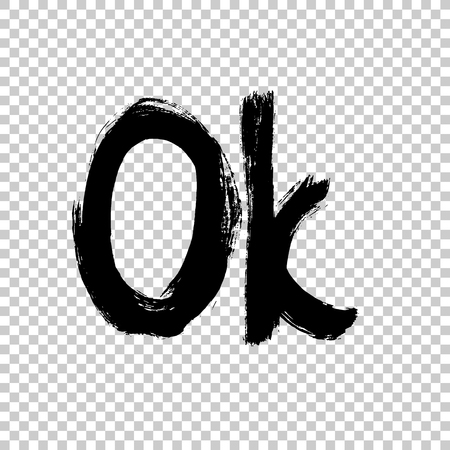Ok. Ink hand lettering. Modern brush calligraphy. Handwritten phrase. Inspiration graphic design typography element. Cute simple vector sign.のイラスト素材