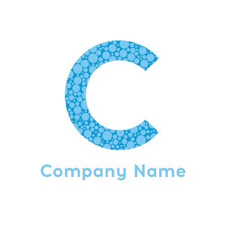 Letter C logo. Business logo - vector illustration. Letter C bubbles vector. Blue C logoのイラスト素材