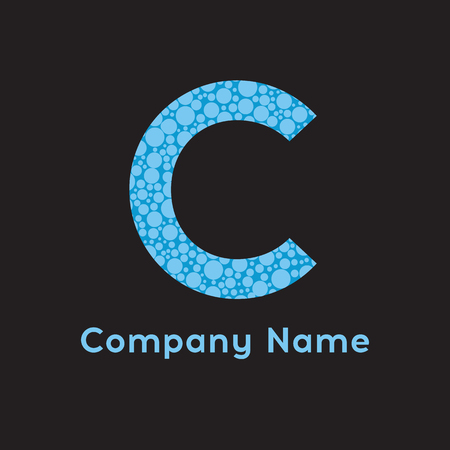 Letter C logo. Business logo - vector illustration. Letter C bubbles vector. Blue C logoのイラスト素材