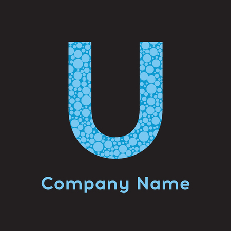 Letter U Bubbles Vector. Blue Bubble Design Vector Illustration. Letter vector design template elements for your application or corporate identity.のイラスト素材