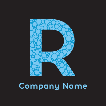 Letter R Bubbles Vector. Blue Bubble Design Vector Illustration. Letter vector design template elements for your application or corporate identity.のイラスト素材