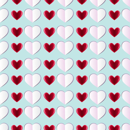 Seamless pattern with red hearts. Packaging, fabric, printing, paper. Valentines day.