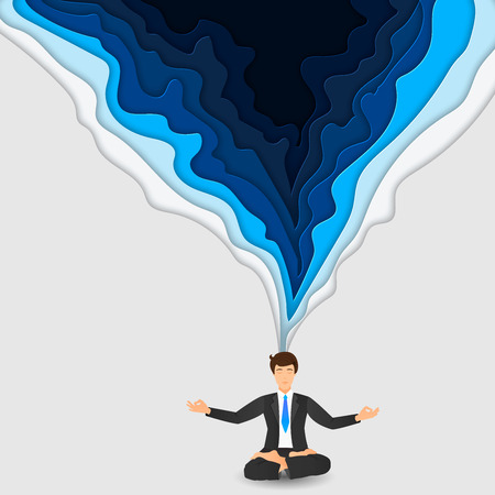 Illustration of businessman sitting in lotus pose.のイラスト素材