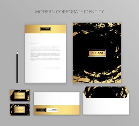 Corporate identity business set. Modern stationery template design. Documentation for business.Set of envelope, card, folder, etc. Vector illustration.Abstract backgroundのイラスト素材