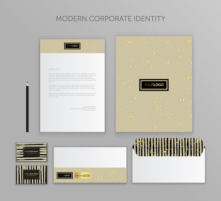 Corporate identity business set. Modern stationery template design. Documentation for business.Set of envelope, card, folder, etc. Vector illustration.Abstract backgroundのイラスト素材