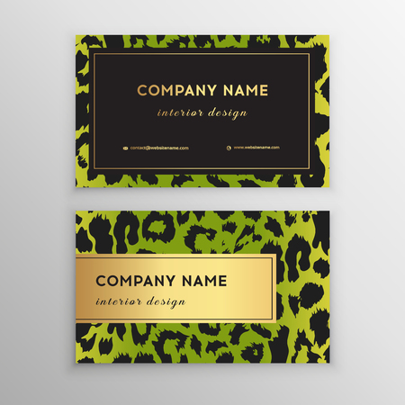 Business card trendy leopard pattern. Wild animals business card. Abstract Modern Backgrounds.のイラスト素材
