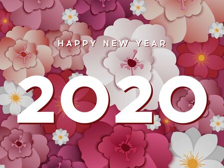Happy New Year 2020. Modern 2020 Text Design. Vector New Year illustration.のイラスト素材