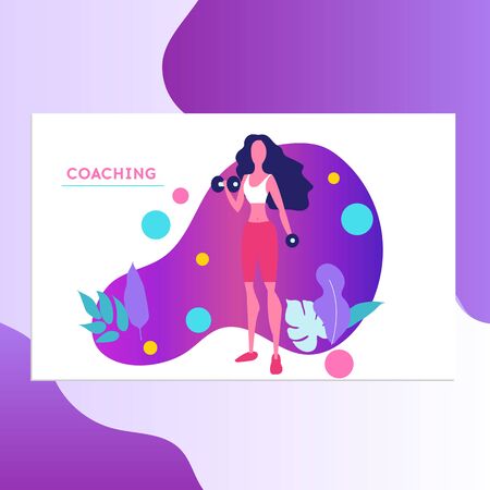 Life coach vector illustration. Coaching concept illustration. Fitness, Sport and Healthy Lifestyle Concept, Personal Trainer People. Business Strategy Courses for Women. のイラスト素材