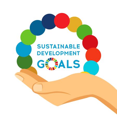 Sustainable Development Global Goals. Corporate social responsibility.のイラスト素材