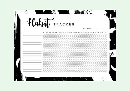 Habit Tracker. Monthly planner habit tracker blank template. Monthly planer.のイラスト素材