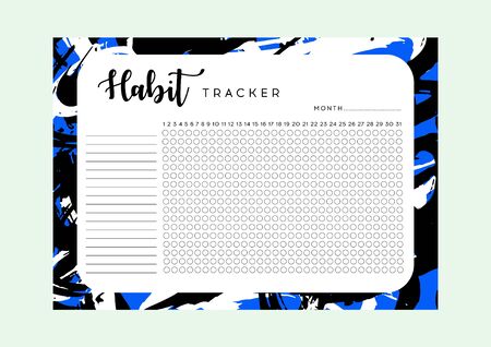 Habit Tracker. Monthly planner habit tracker blank template. Monthly planer. Vector illustration.のイラスト素材