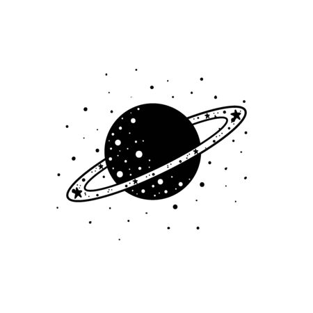 Mystical planet with stars and moon. Stars, constellations, moon, crystals.のイラスト素材