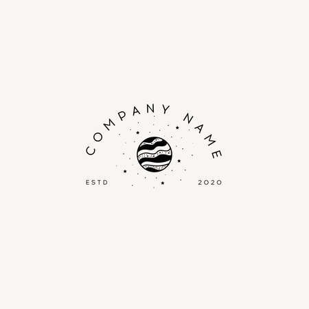 Logotype Template Mystical planet with stars and moon. Stars, constellations, moon.のイラスト素材
