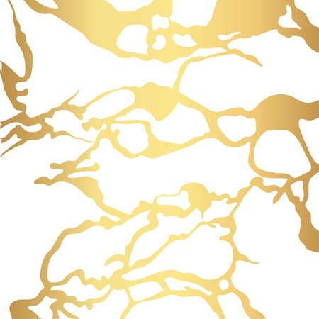 Gold kintsugi crack vector card on white background. Golden texture.のイラスト素材