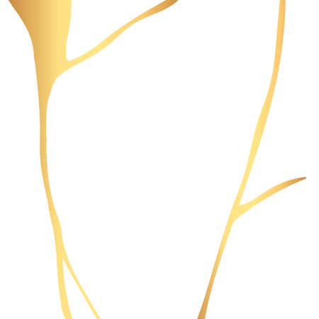 Gold kintsugi crack vector card on white background. Golden texture.のイラスト素材
