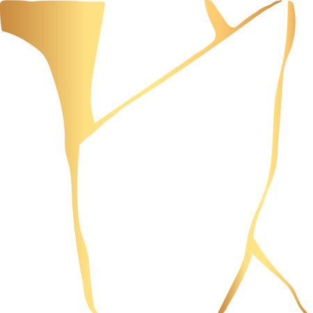 Gold kintsugi crack vector card on white background. Golden texture.のイラスト素材