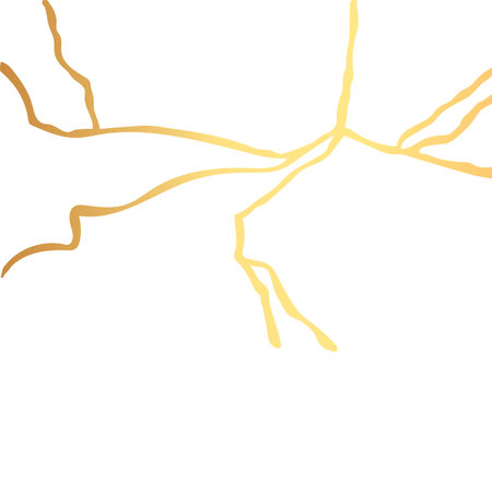 Gold kintsugi crack vector card on white background. Golden texture.のイラスト素材