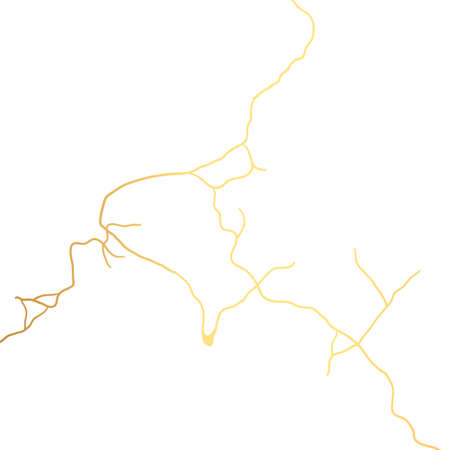 Gold kintsugi crack vector card on white background. Golden texture.のイラスト素材