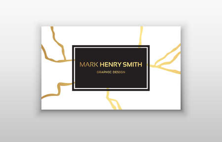 Gold business card kintsugi design. Modern business card template design.のイラスト素材