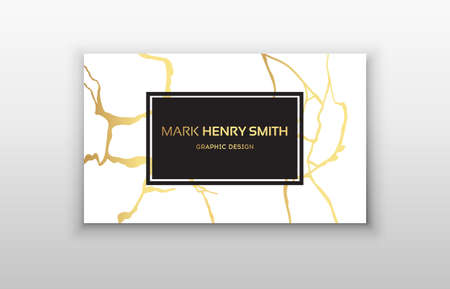 Gold business card kintsugi design. Modern business card template design.のイラスト素材