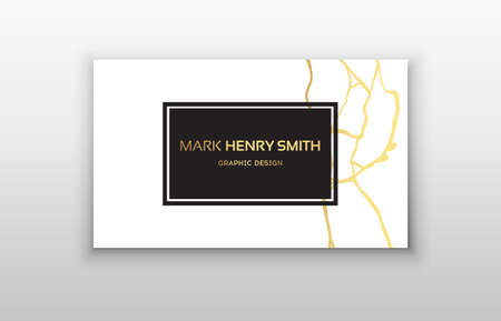 Gold business card kintsugi design. Modern business card template design.のイラスト素材