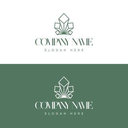 Natural Chestnut leaf logo.Stylish green leaves of chestnut. Farm logo design. Organic product.のイラスト素材