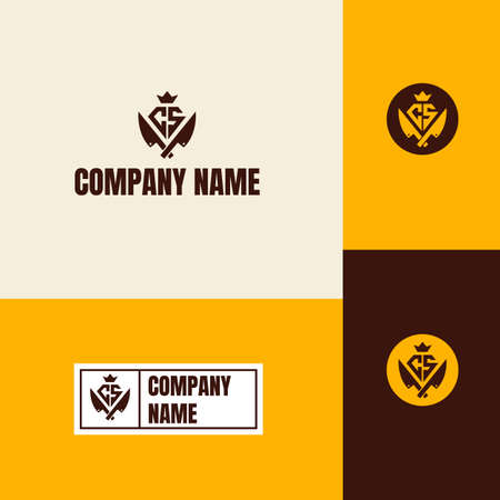 Butcher knife logo design. Restaurant Shop Logo Design.のイラスト素材