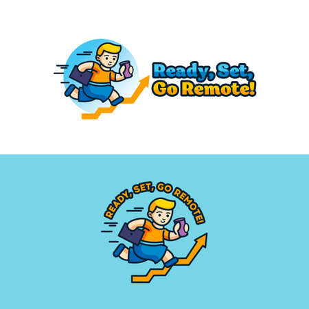 Ready Steady Go.Logo Running focused super boy.のイラスト素材