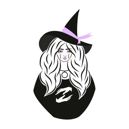 Cute witch wearing hat.のイラスト素材