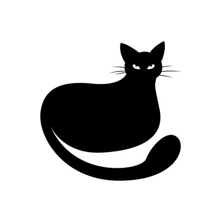 Mystical Black cat on white background.のイラスト素材
