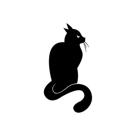 Mystical Black cat on white background.のイラスト素材